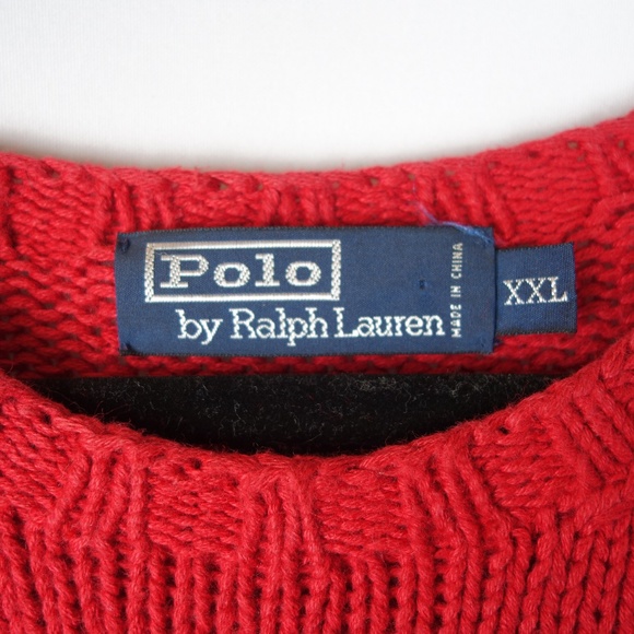 Vintage 2001 Ralph Lauren Hand Knit Polo Bear Crewneck Sweater, Size 2XL - Picture 8 of 9